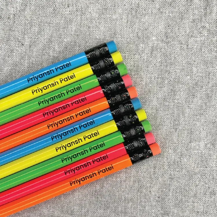 Personalized DOMS Neon Pencil Set – Pack of 10 with Name Engraving