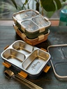 Personalized Stainless Steel Compartment Lunch Box with Name Engraving