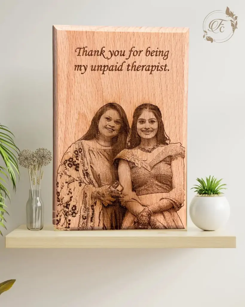 Personalized Engraved Wooden Photo Frame – Custom Message & Image
