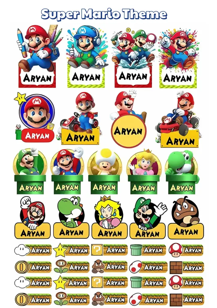 3D Waterproof Stickers For KIDS (Super Mario Theme)