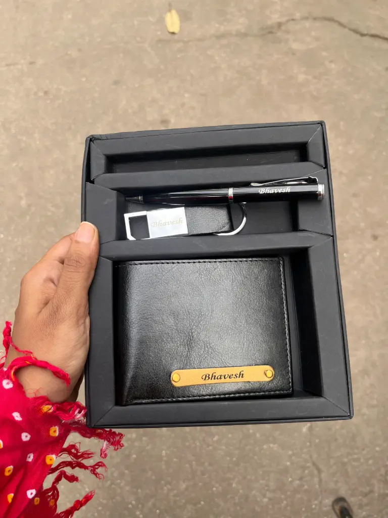 Personalized Wallet, Pen & Keychain Gift Set