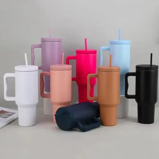 Personalized Tumbler Bottle— 1200ml Leak Resistant Tumbler With Handle, Straw and Lid