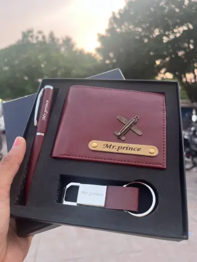 Personalized Wallet, Pen & Keychain Gift Set